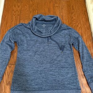Athleta Heathered Blue Cowl Neck Top